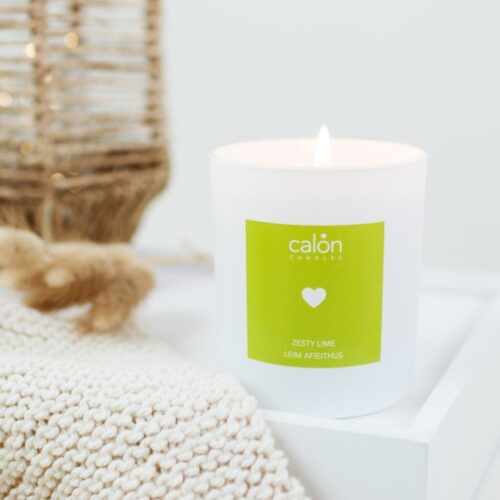 A Zesty Lime candle scented candle from Welsh candle company, Calon Home
