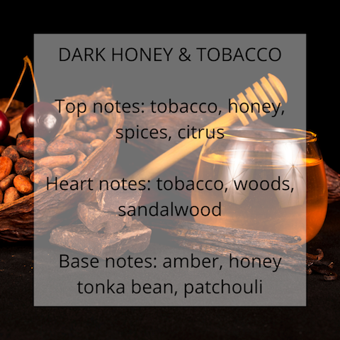 Dark Honey and Tobacco Fragrance notes - Calon Candles