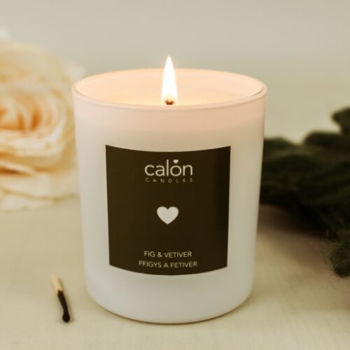 A Fig & Vetiver candle scented candle from Welsh candle company, Calon Home