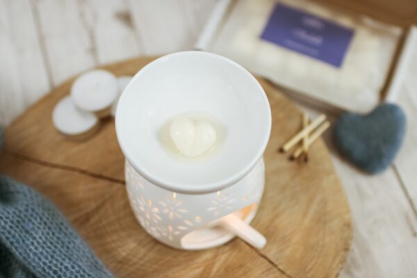 Heart melt in burner with bluebell wax melts