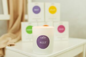 rest lavender essential oil candle from Calon Candles