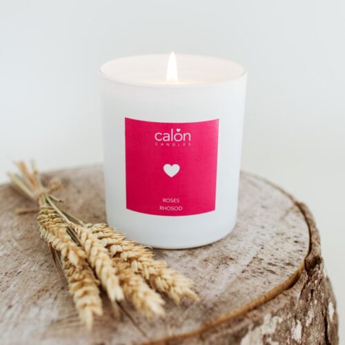 A Roses candle scented candle from Welsh candle company, Calon Home.