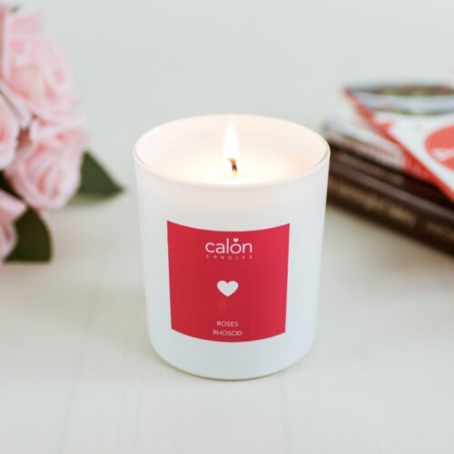 A Roses candle scented candle from Welsh candle company, Calon Home