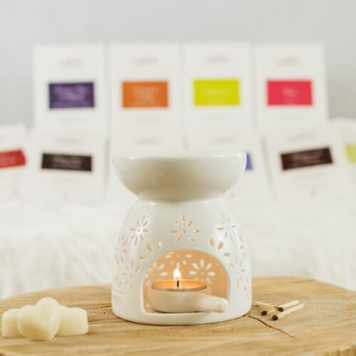 Wax melt boxes with flower burner
