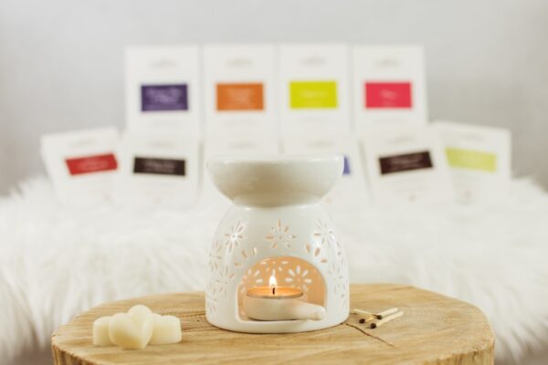 Wax melt boxes with flower burner