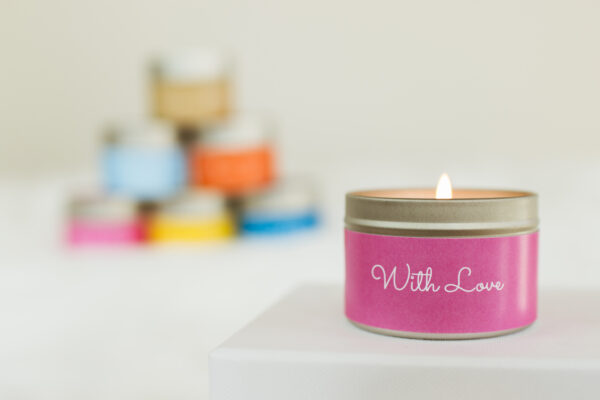 Mini occasion candle tin with with love
