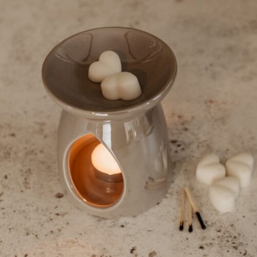 taupe burner with heart wax melts