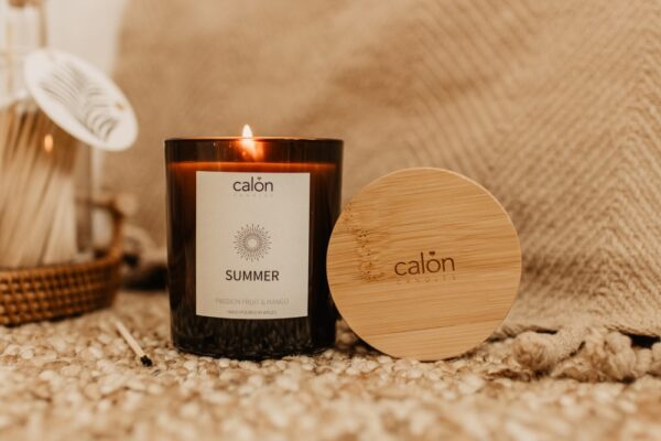 A passion fruit and mango candle from the specialist in Welsh candles, Calon Home