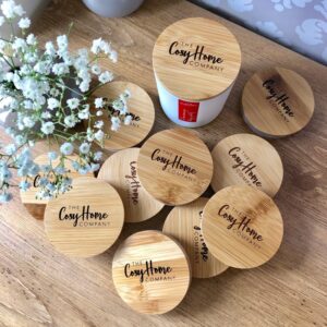 Cosy home branded logo personalised candle lids